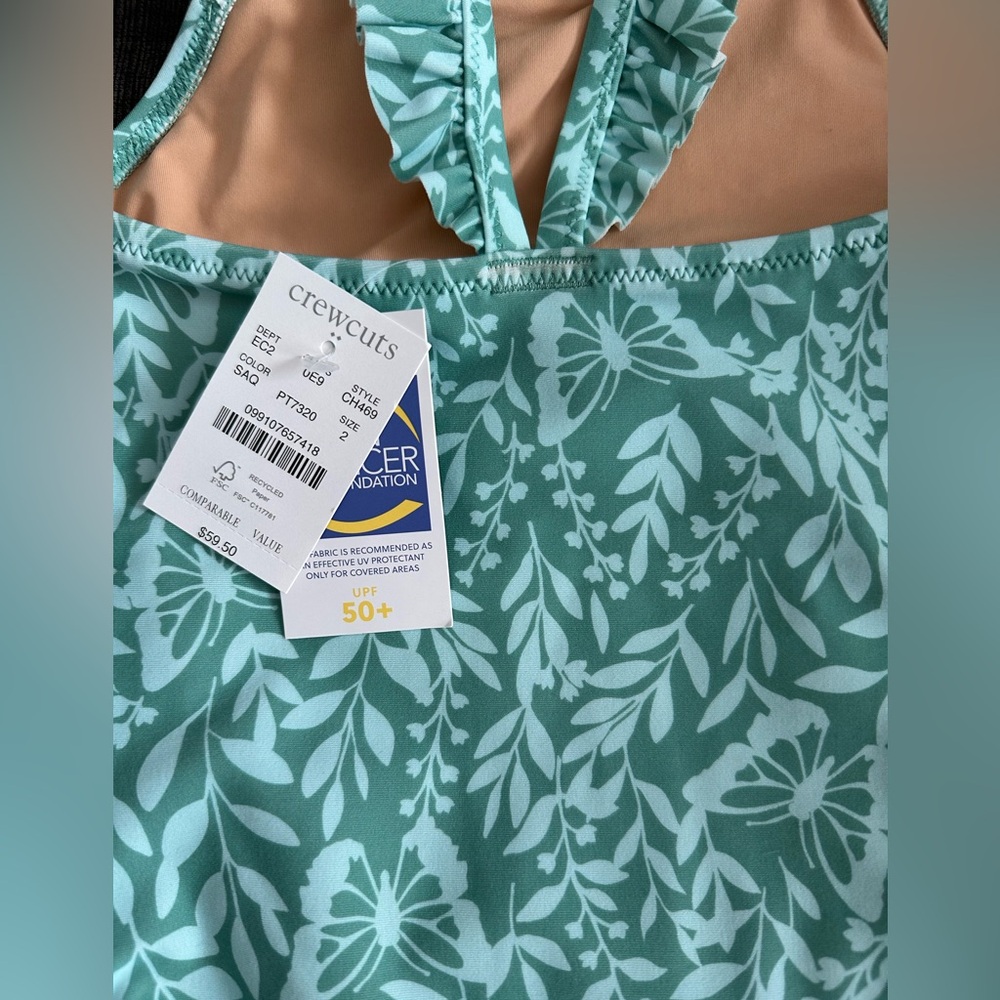 J Crew Crewcuts Green Bathing Suit, Size 2. NWT. - Picture 3 of 3